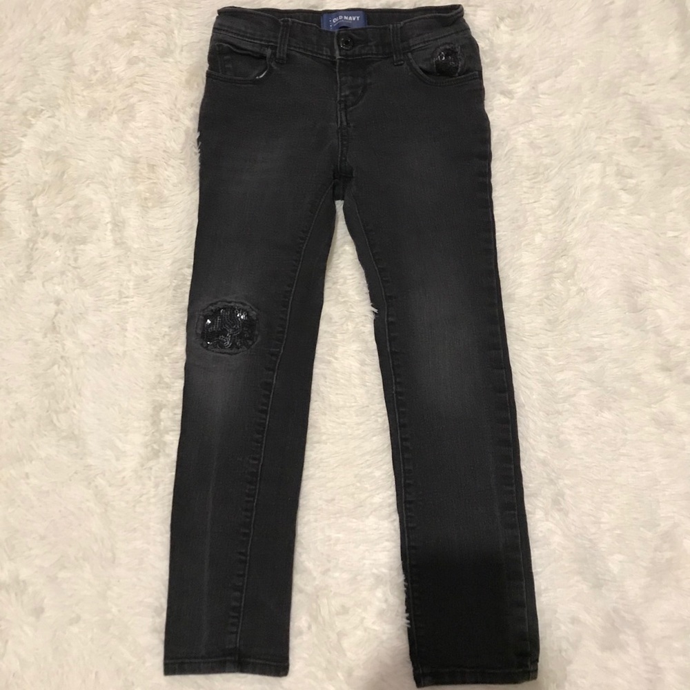 Black Jeans with Sequins Patches